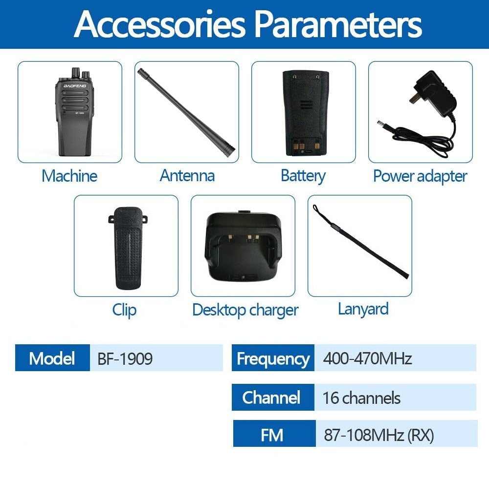 Radio de Comunicación Baofeng BF-1909 | UHF | 5W | USB C | Análogo