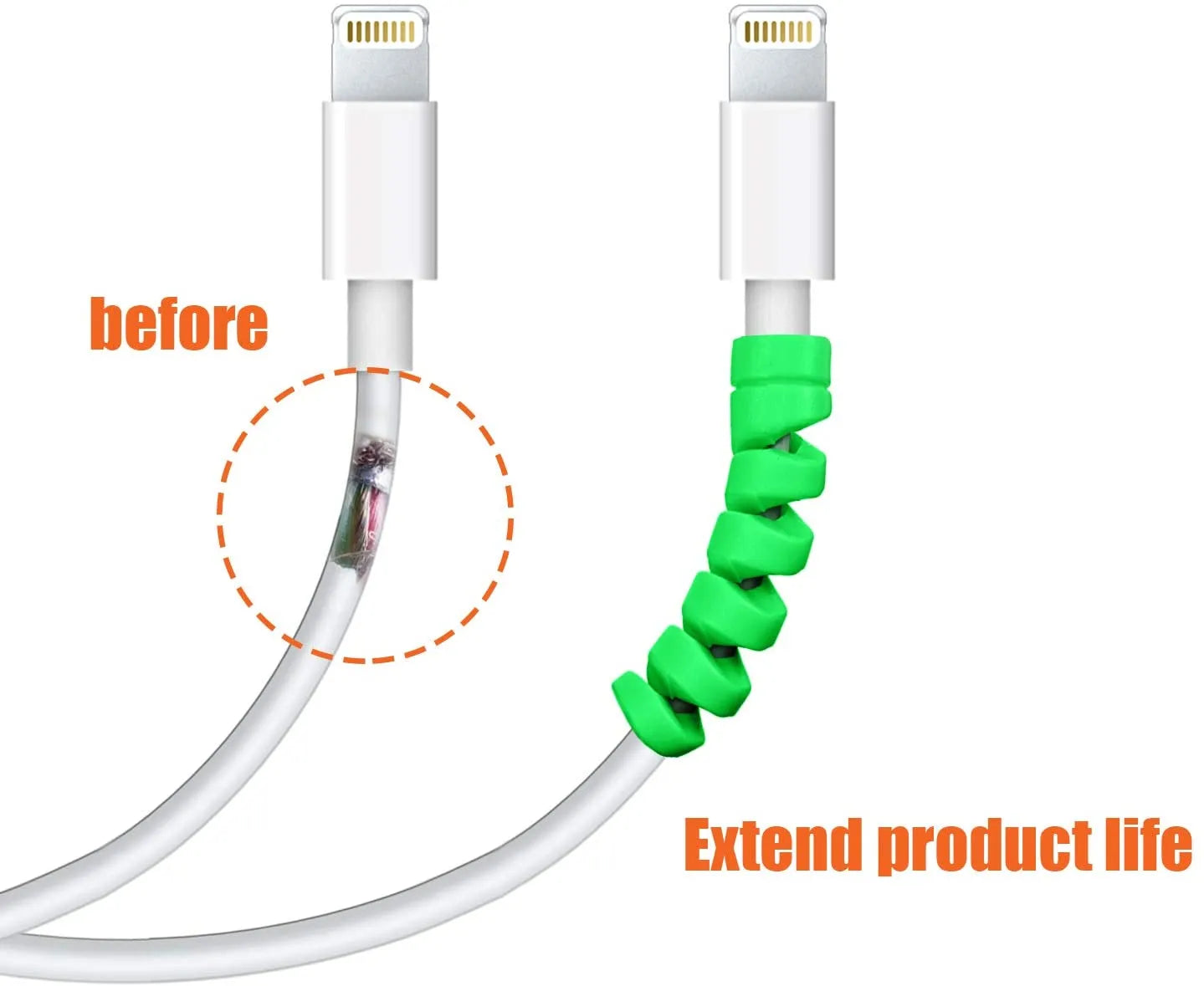 Protector para Cable en Espiral | 4 Pack | 6 Colores | Plástico | CCE-ORG-09