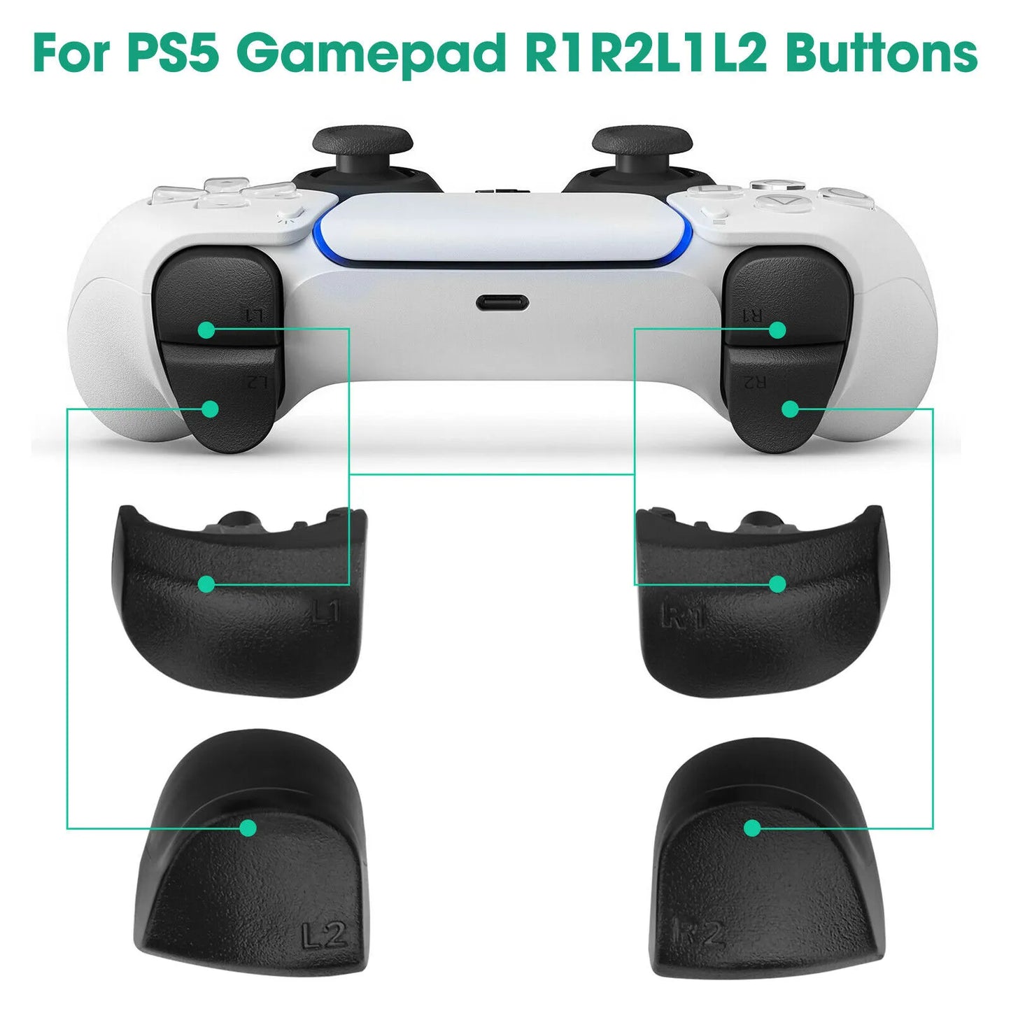 Gatillos + Joysticks de Repuesto para Control de PlayStation 5 | Negro | 10 Piezas | CCE-PST-02