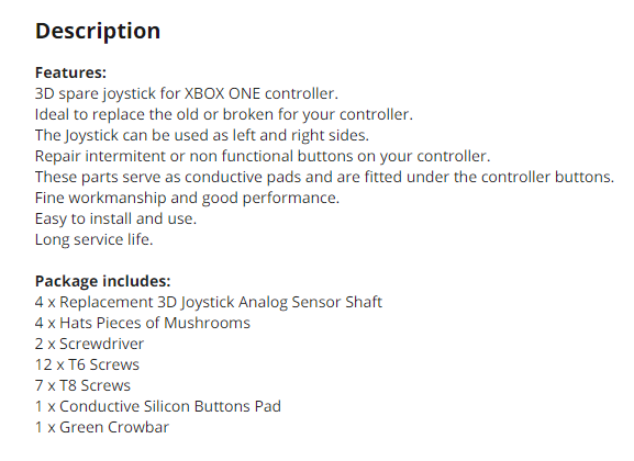 Kit de Reparación para Control de Xbox One | Negro | 31 Piezas | CCE-XBX-02