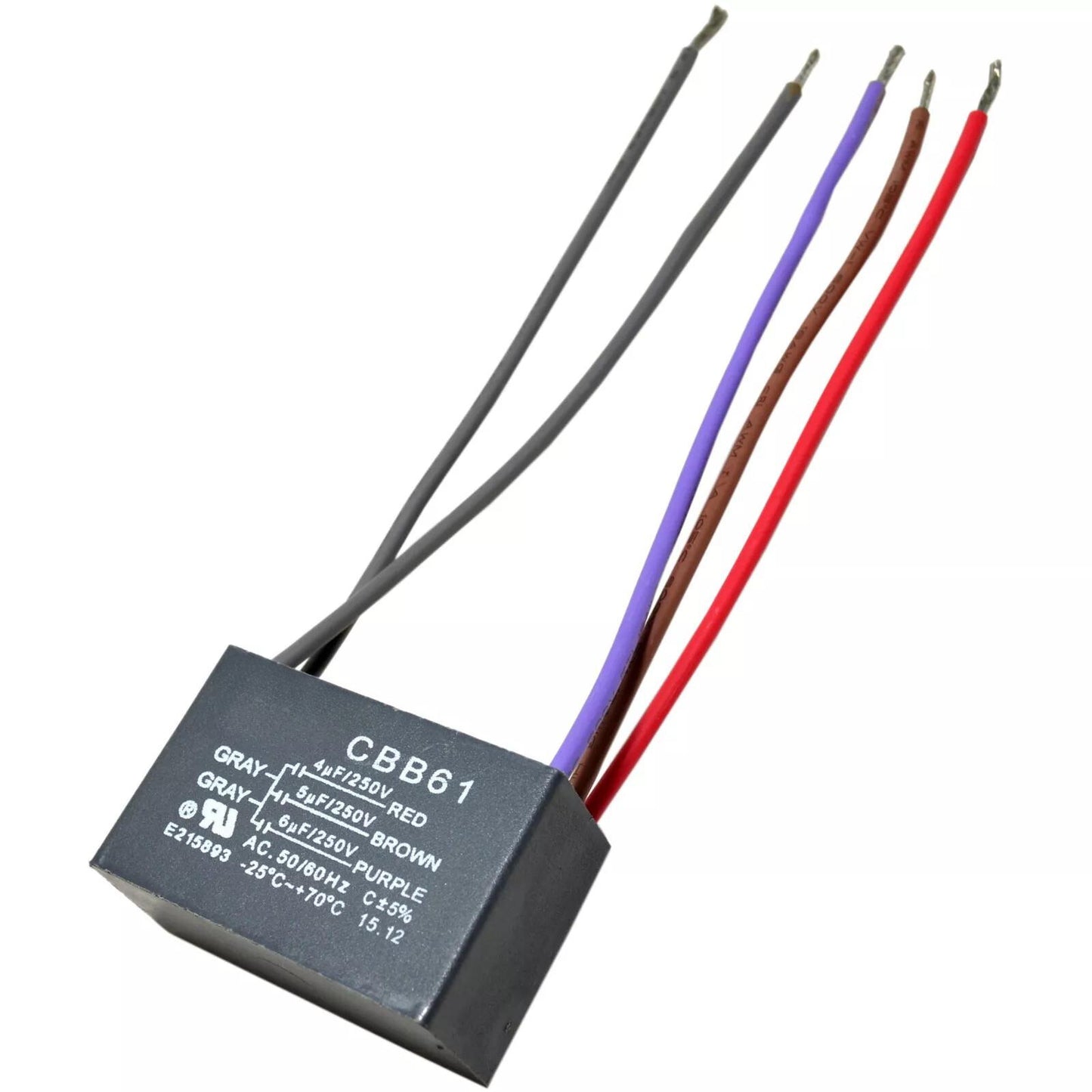 Capacitor / Condensador de Arranque CBB61 | 5 Cables / 4uF + 5uF + 6uF | Uso en Ventiladores | CE-CAP-08