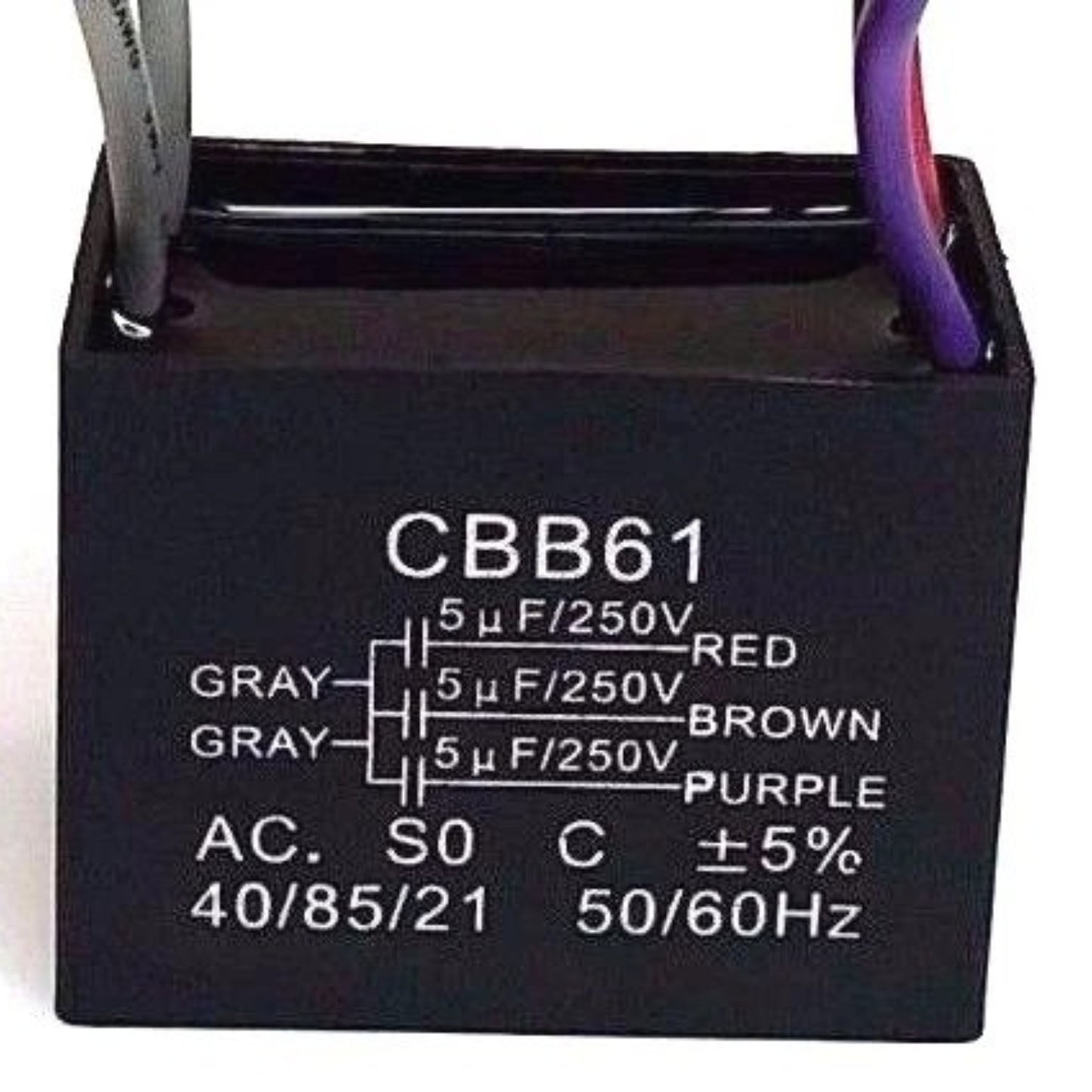 Capacitor / Condensador de Arranque CBB61 | 5 Cables / 5uF + 5uF + 5uF | Uso en Ventiladores | CE-CAP-09