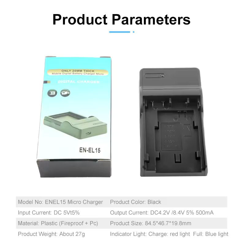 Cargador MH-25(R*) de Baterías Nikon EN-EL15 | 8.4V / 500mAh | Negro | CE-CAR-07
