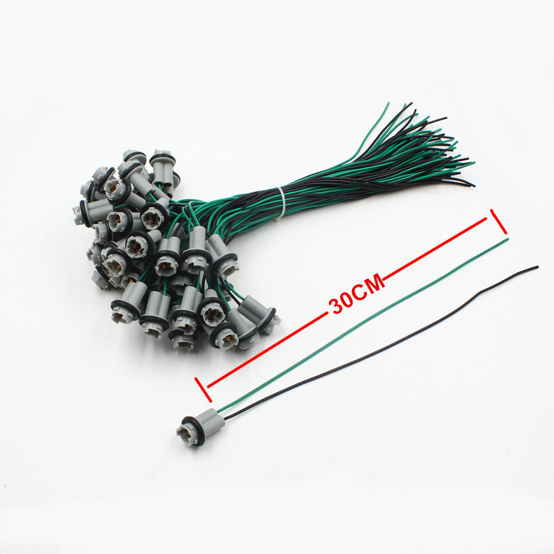 Base / Socket para Bombillos T10 | 30cm | Uso en Vehículos | Negro-Verde | CE-LED-19