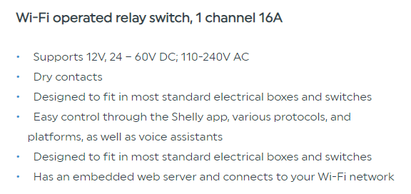 Shelly 1 | Relevador / Interruptor Wi-Fi | Uso Industrial y Residencial | Compatible con Google / Alexa / Nube P2P y Control Local | CE-REL-03