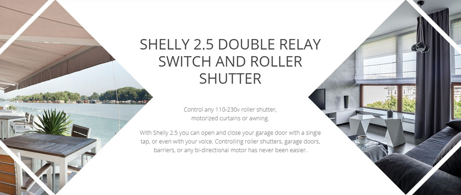 Shelly 2.5 | Relevador / Interruptor Wi-Fi | Uso Industrial y Residencial | Compatible con Google / Alexa / Nube P2P y Control Local | CE-REL-04