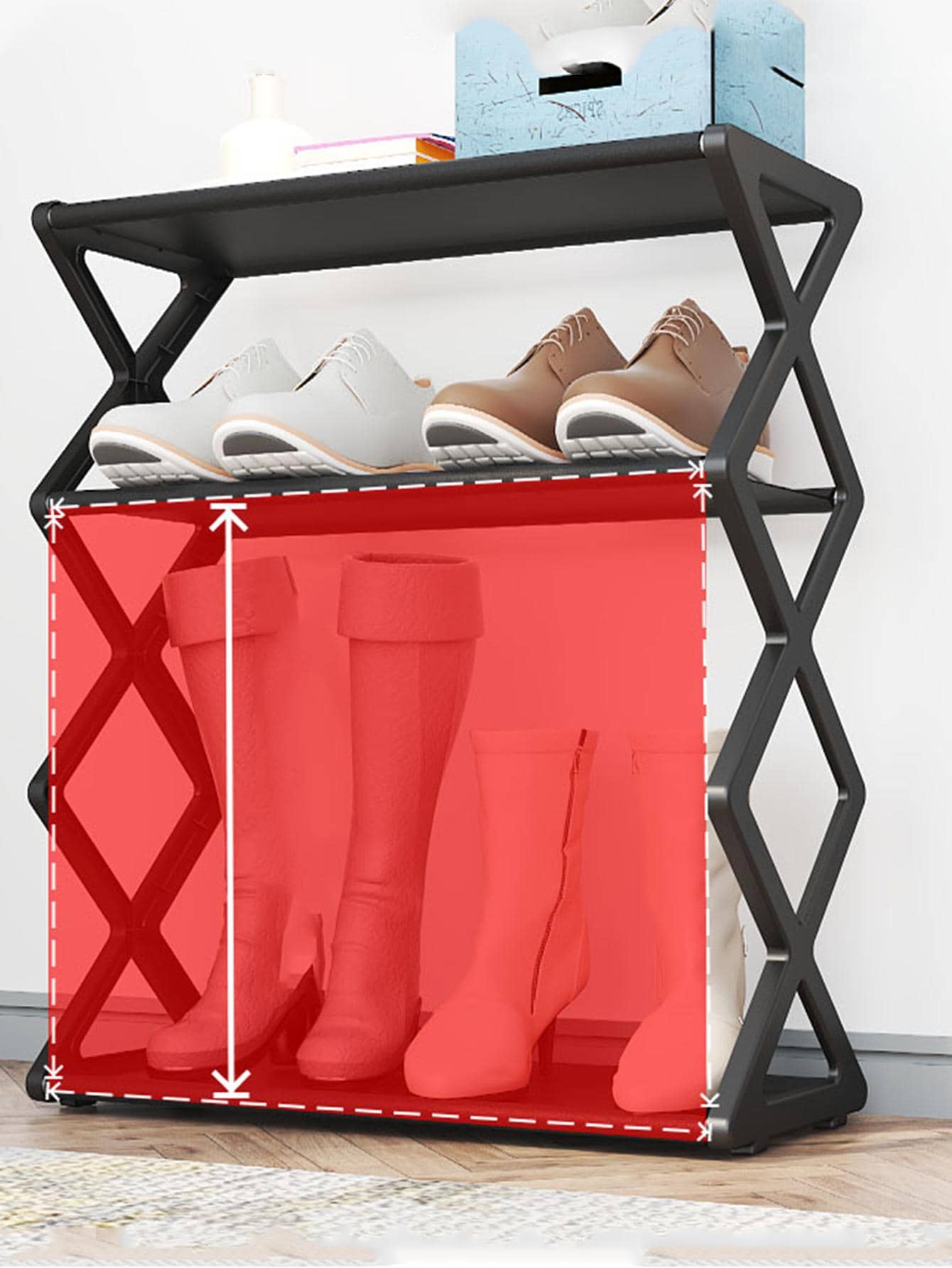 Zapatera / Estante de 4 Niveles | Plástico / Metal | CHO-EST-01