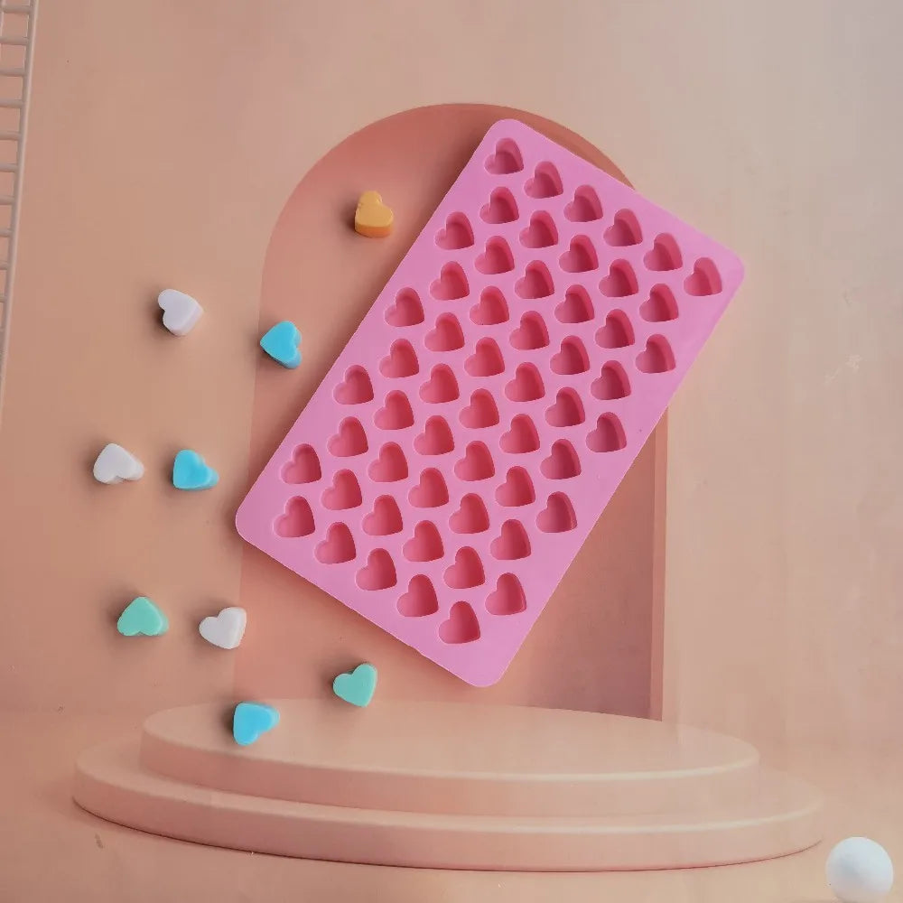 Molde para Hacer Chocolates / Dulces con Forma de Corazón | Rosado | Silicona | CHO-MOL-03