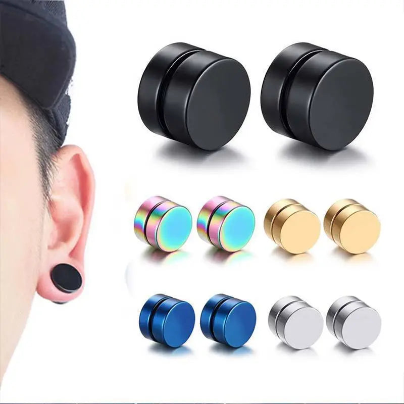 Simulador de Arete | Magnético | Negro / Plateado / Dorado / Tornasol / Azul | 6mm / 8mm / 10mm / 12mm | Acero | CJM-ARE-03