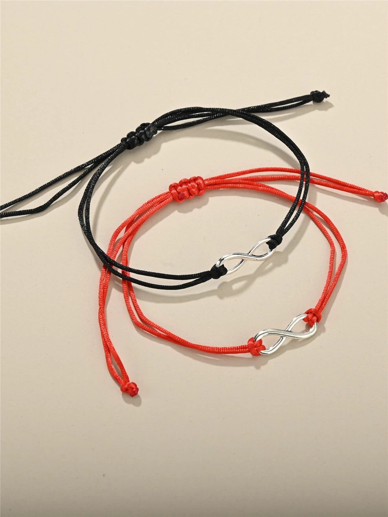Set de 2 Pulseras para Parejas | Infinito | Negro - Rojo | CJM-CO-15