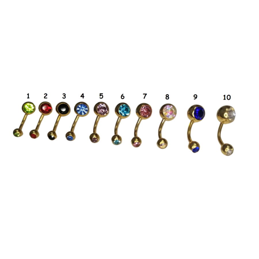 Piercing de Ombligo | Dorado / 10 Colores | Acero Inoxidable | CJM-PRC-02