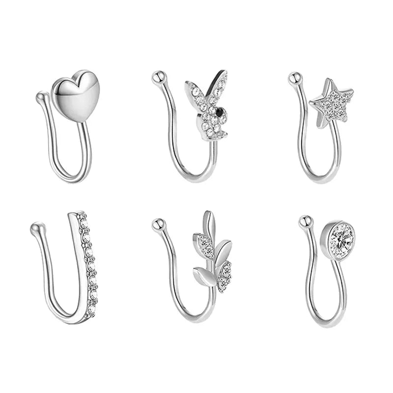 Simulador de Piercing para Nariz | 6 Pack | Dorado / Plateado / Rosado | Acero Inoxidable | CJM-PRC-06
