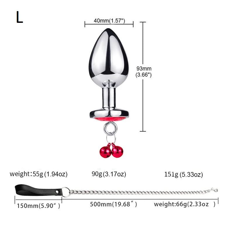 Butt Plug - Tapón Anal con Correa y Cascabeles | S / M / L | Metal | CJS-AP-33