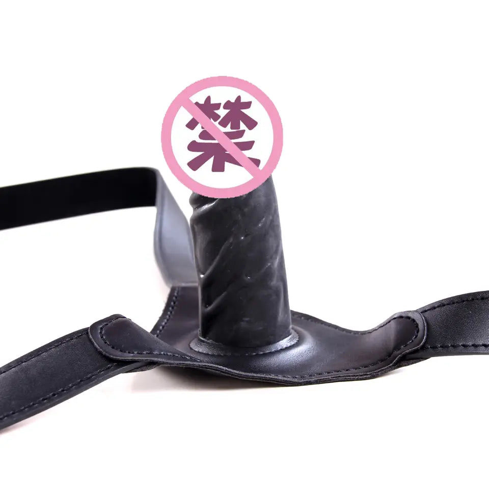 Strap On - Arnés | Incluye Consolador con Venas 9.5cm / 3cm | Negro | Ajustable | Cuerina / Silicona | CJS-AR-14