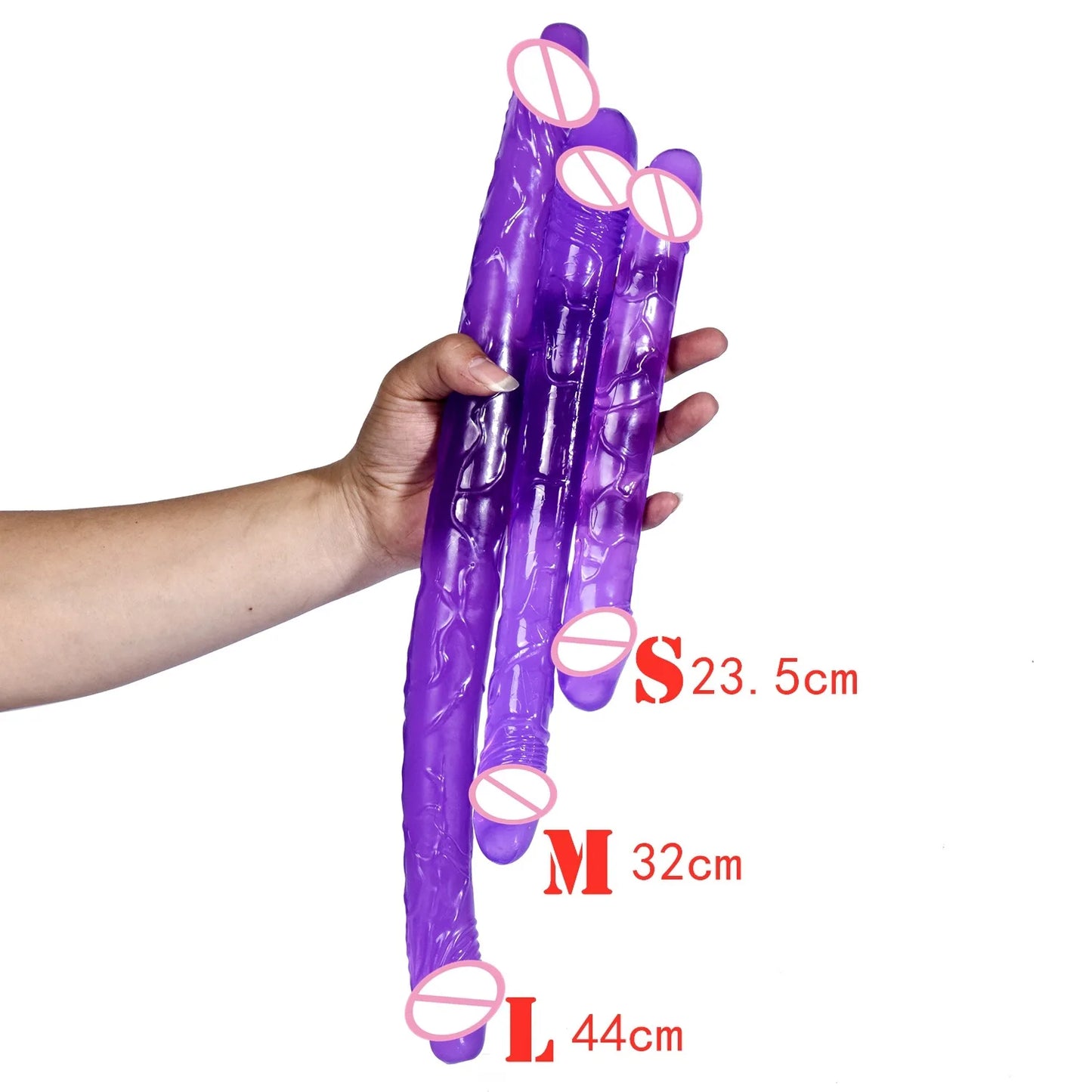 Dildo - Consolador | Doble Cabeza | S / M / L | Rosado / Morado / Negro / Transparente | TPE - Flexible | CJS-CO-11