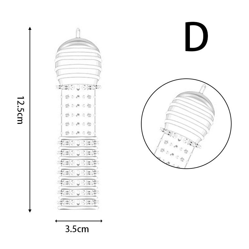 Funda para Pene | Transparente | 12.5cm / 3.5cm | 5 Estilos | Silicona | CJS-FU-13
