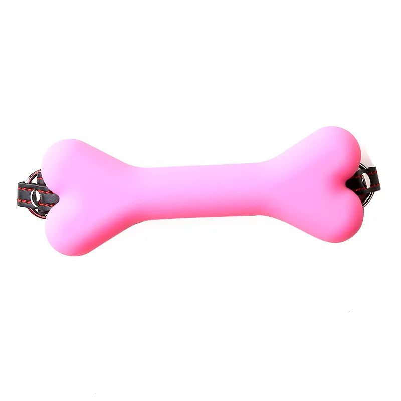 Mordaza - Hueso | BDSM | Negro / Rojo / Rosado | Ajustable | Silicona + Cuerina | CJS-MO-05