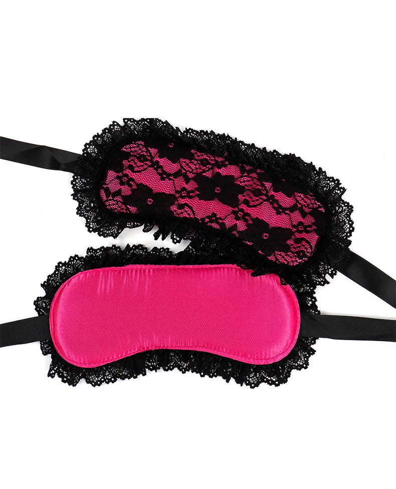 Antifaz | Rosado-Negro | Ajustable | Satén / Encaje | CL-AN-06