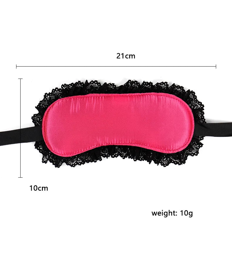 Antifaz | Rosado-Negro | Ajustable | Satén / Encaje | CL-AN-06