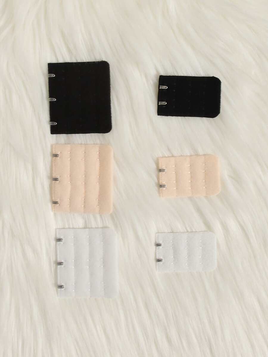 Set de 6 Extensores para Brasier | Negro + Beige + Blanco | 2 Broches + 3 Broches | CL-BRA-02