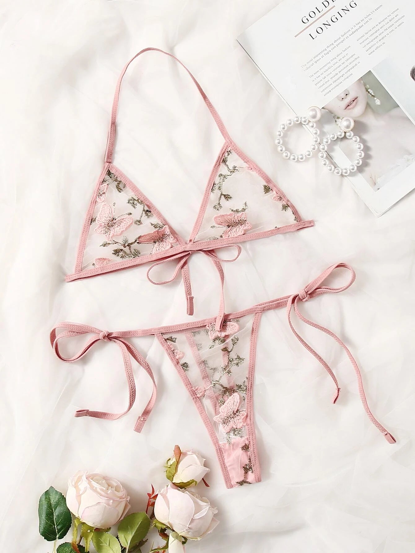 Conjunto | Set de 2 Piezas | Rosado - Floral | S / M / L | Encaje | CL-CO-36