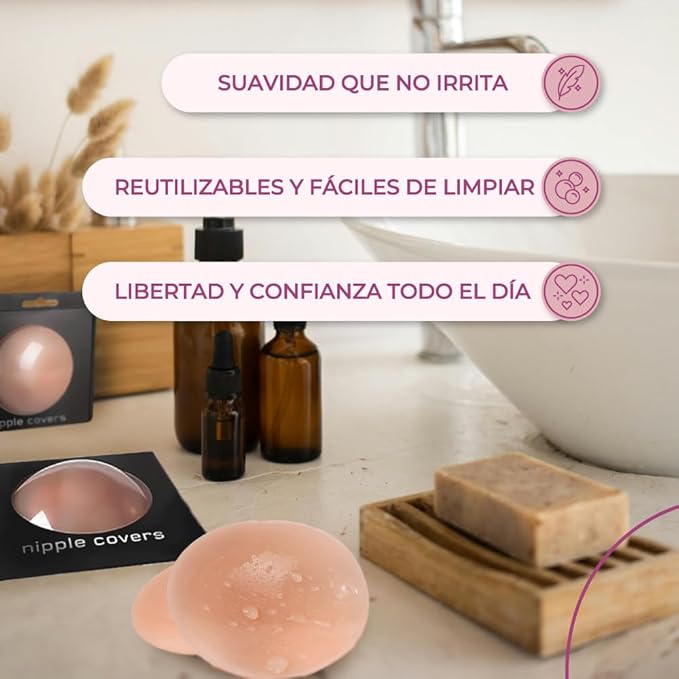 Parches para Pezones Reutilizables | Redondo | Piel | Silicona | 6cm | CL-PE-05