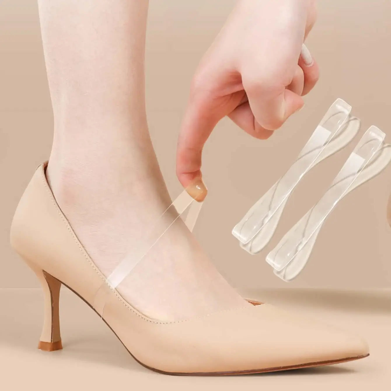 Tiras para Tacones Zapatos Pack Transparente Liso Ajustabl
