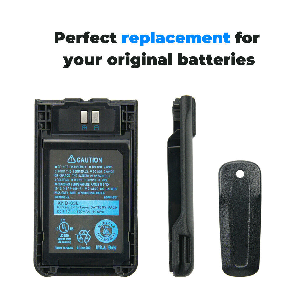 Batería KNB-63L(R*) + Prensa para Radios de Comunicación Kenwood | TK2000 / TK3000 | 7.4V / 1000mAh | CRC-BA-27