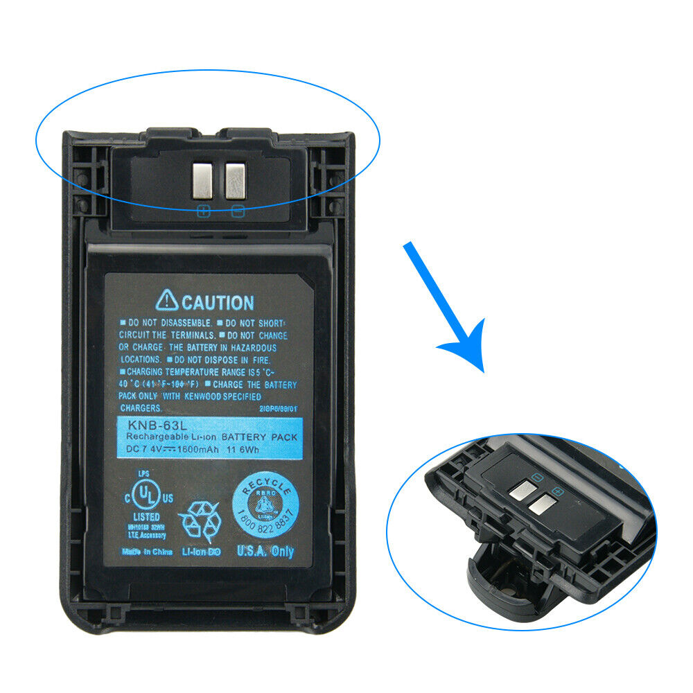 Batería KNB-63L(R*) + Prensa para Radios de Comunicación Kenwood | TK2000 / TK3000 | 7.4V / 1000mAh | CRC-BA-27