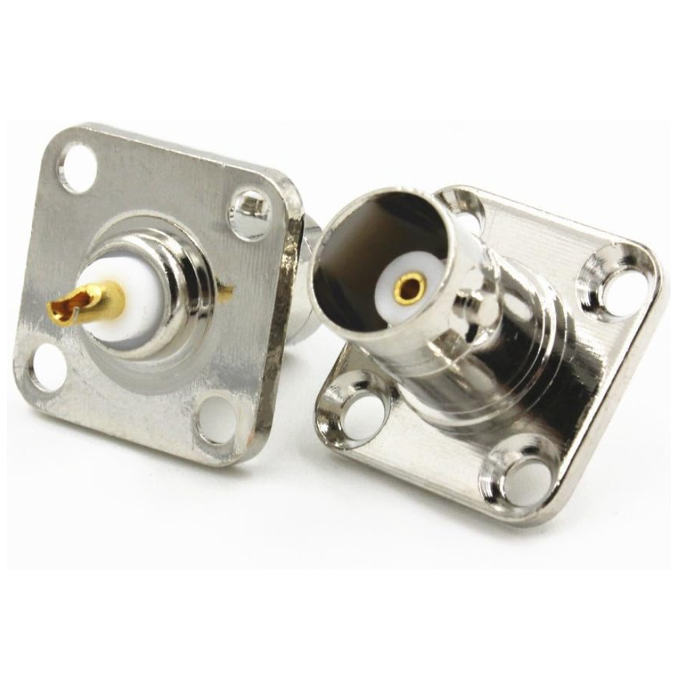 Conector Chasis | BNC Hembra | Montaje de 4 Perforaciones | CRC-CHA-05