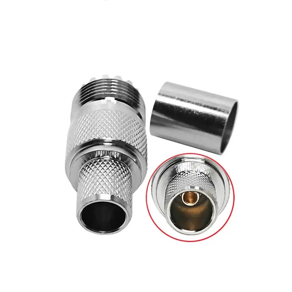 Terminal / Conector SO239 (UHF Hembra) de Anillo Plegable para Ensamblar en Cable RG-8/U, RG-213/U | CRC-TER-05