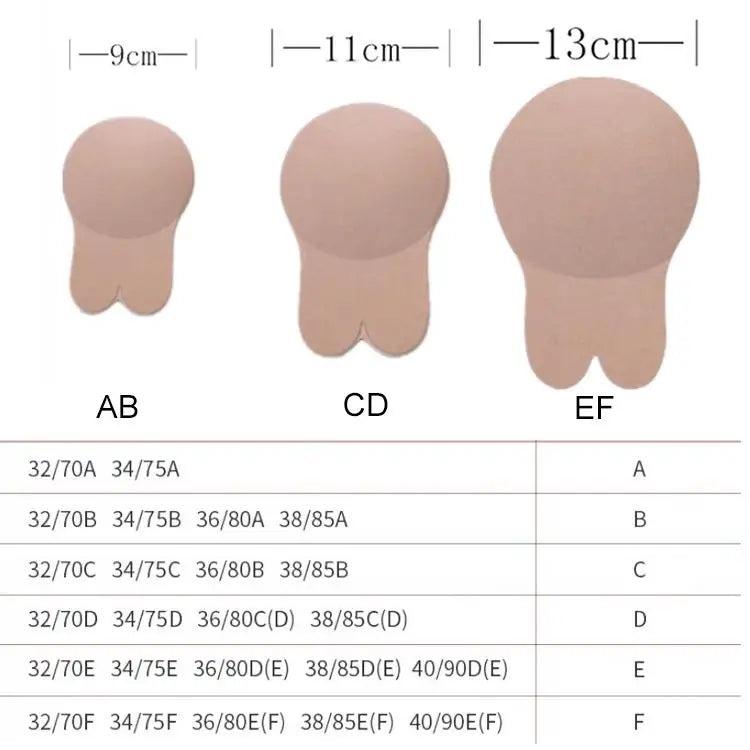 Brasier Invisible Adhesivo | Push Up | Copas AB / CD / EF | Negro / Beige | CRD-BRA-01