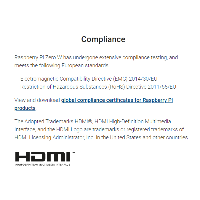 Raspberry Pi Zero W | BCM2835 | 512MB RAM | 65mm x 30mm | CTE-RPB-02