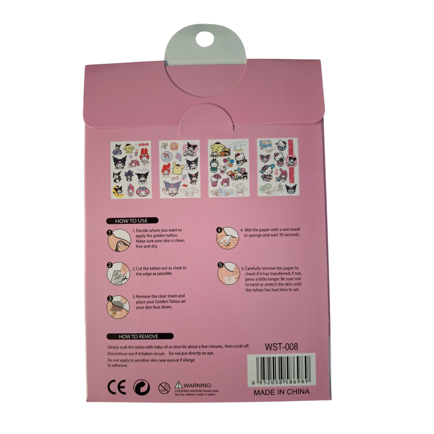 Tatuajes Temporales | Hello Kitty | Incluye 4 Láminas Diferentes | CZG-TTO-11