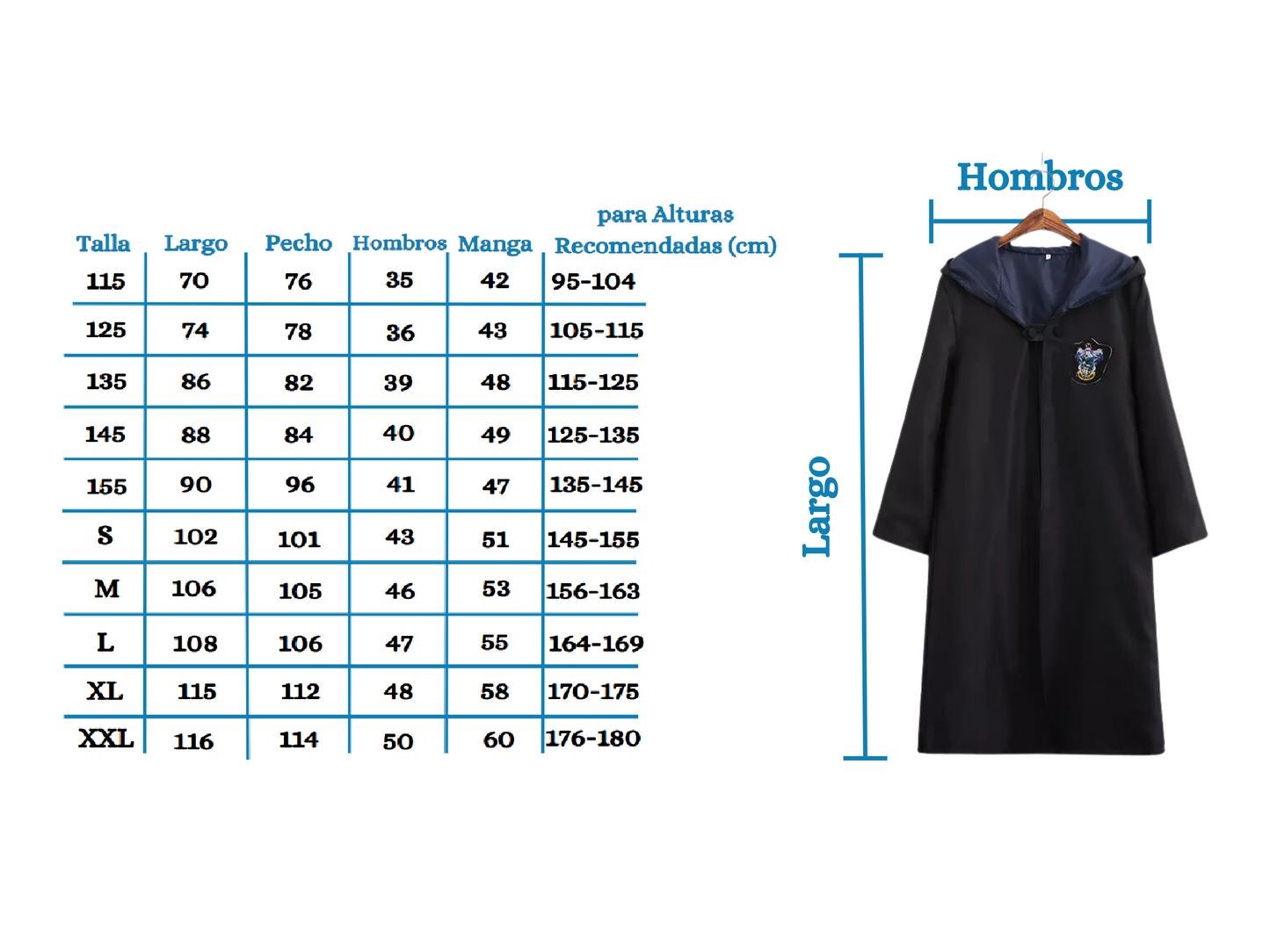 Túnica - Harry Potter | Ravenclaw | 115cm / 125cm / 135cm / 145cm / 155cm / S / M / L / XL / 2XL | CZG-DI-06