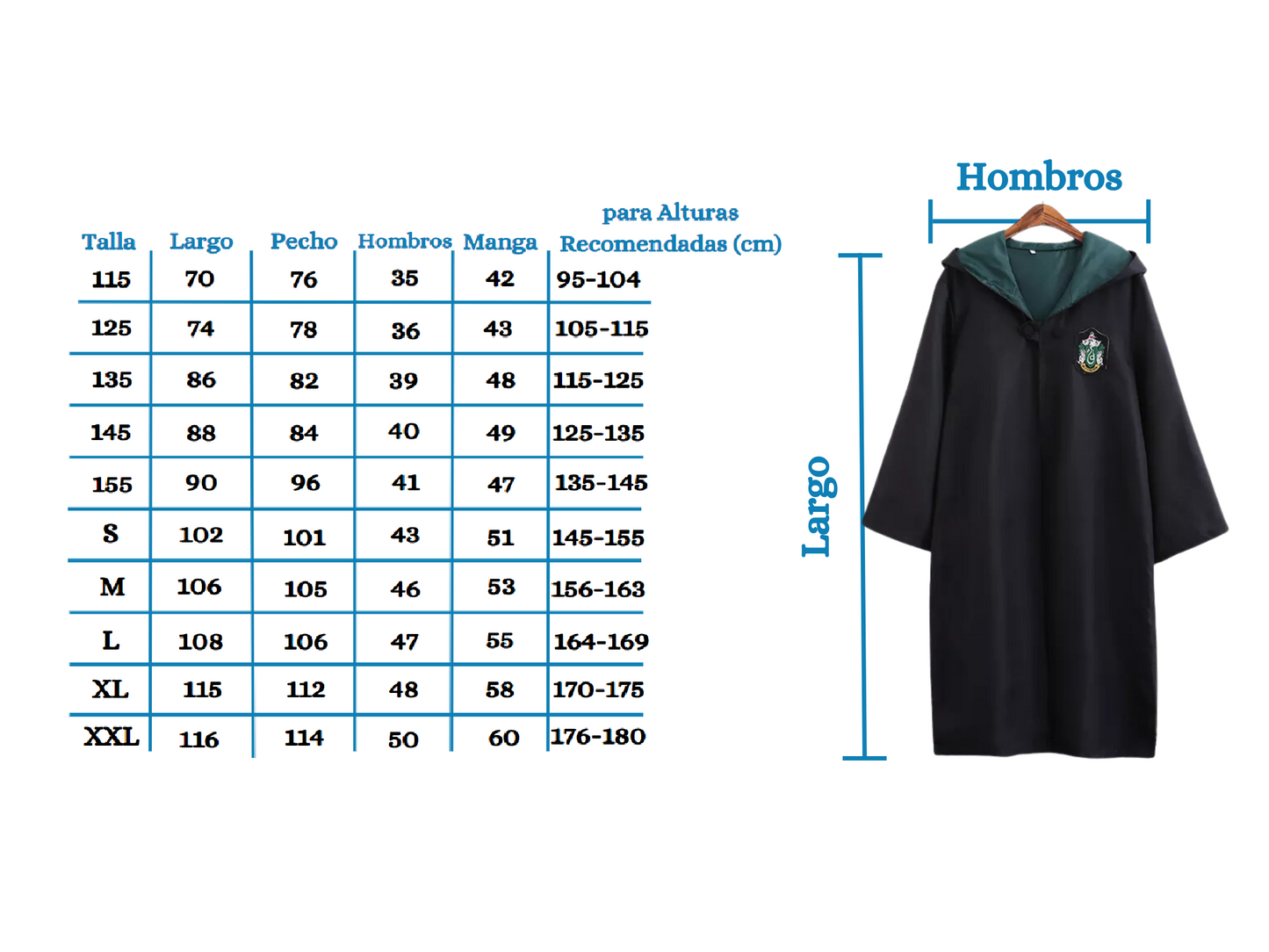 Túnica - Harry Potter | Slytherin | 115cm / 125cm / 135cm / 145cm / 155cm / S / M / L / XL / 2XL | CZG-DI-04