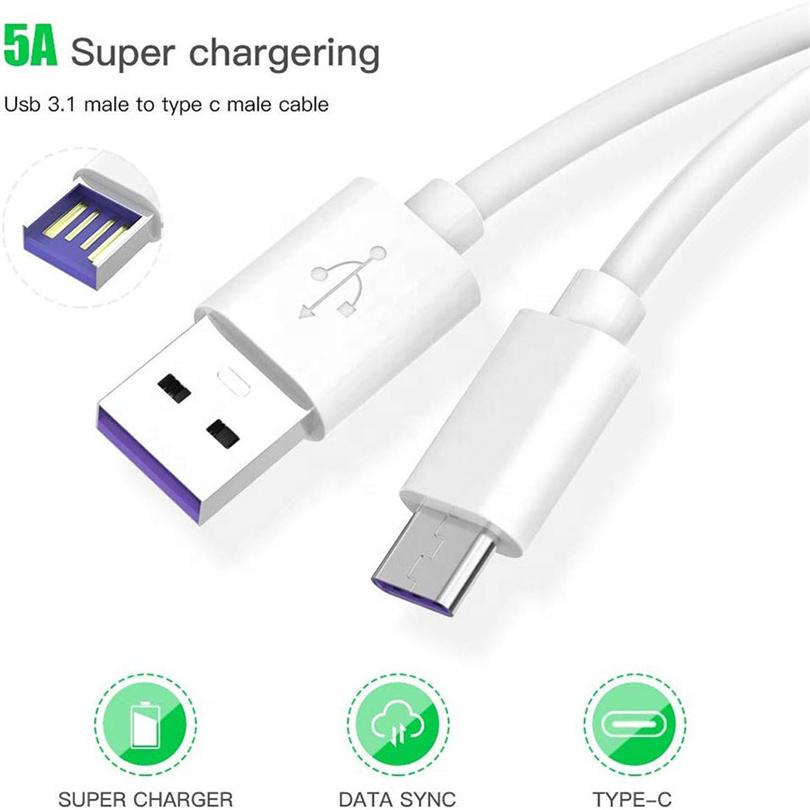 Cable USB | 1m | USB A -> USB C | Blanco / Negro | CCE-CUS-02