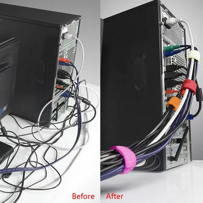 Organizador de Cables / Velcros | 5 Pack | Reutilizables | 2cm x 18cm | 6 Colores | Nylon | CCE-ORG-02
