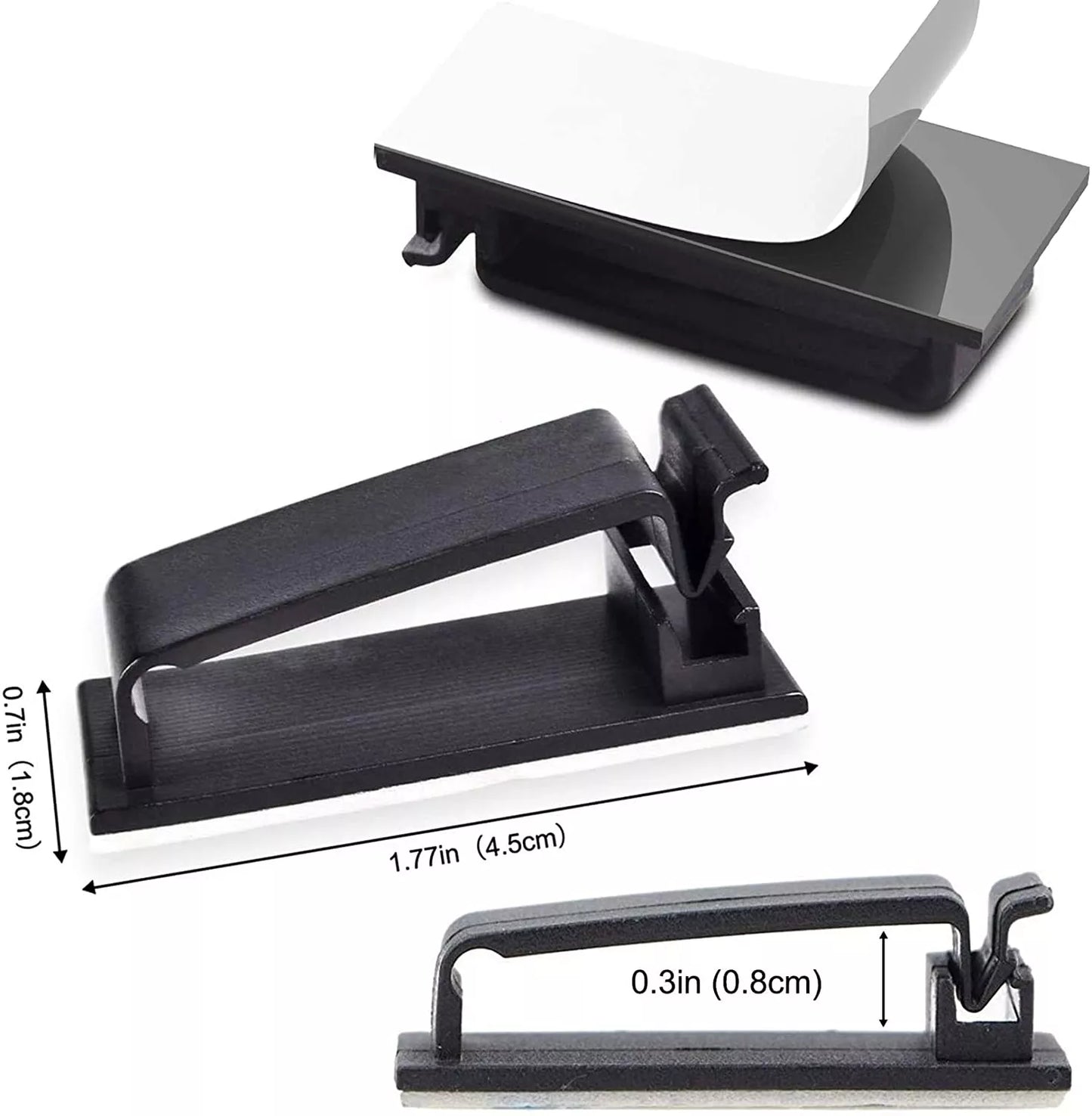 Organizador de Cables | 1 Slot Grande | 2 Pack | ABS / Con Cinta Autoadhesiva | Negro / Blanco | CCE-ORG-06