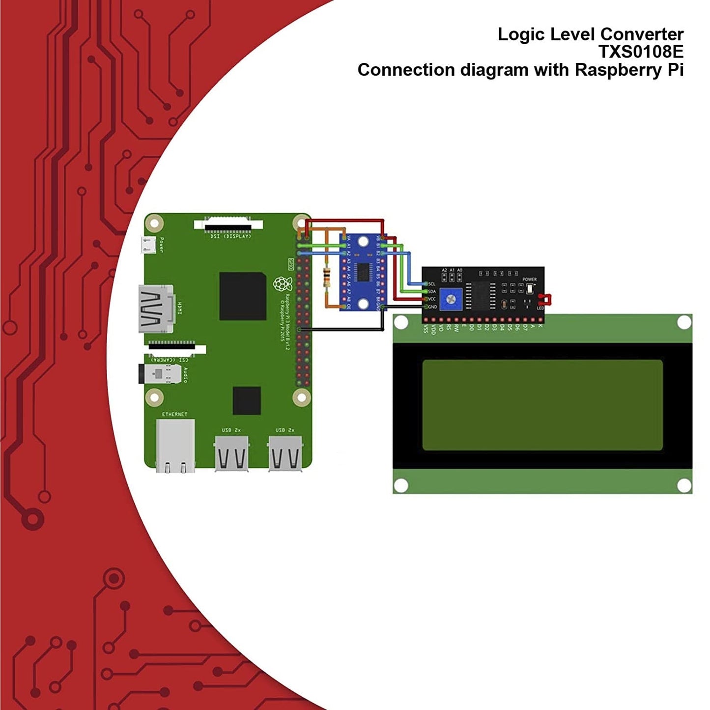 Módulo - Conversor de Nivel Lógico Bidireccional + Headers | 8 Canales | TXS0108E | Arduino | CE-ARD-02