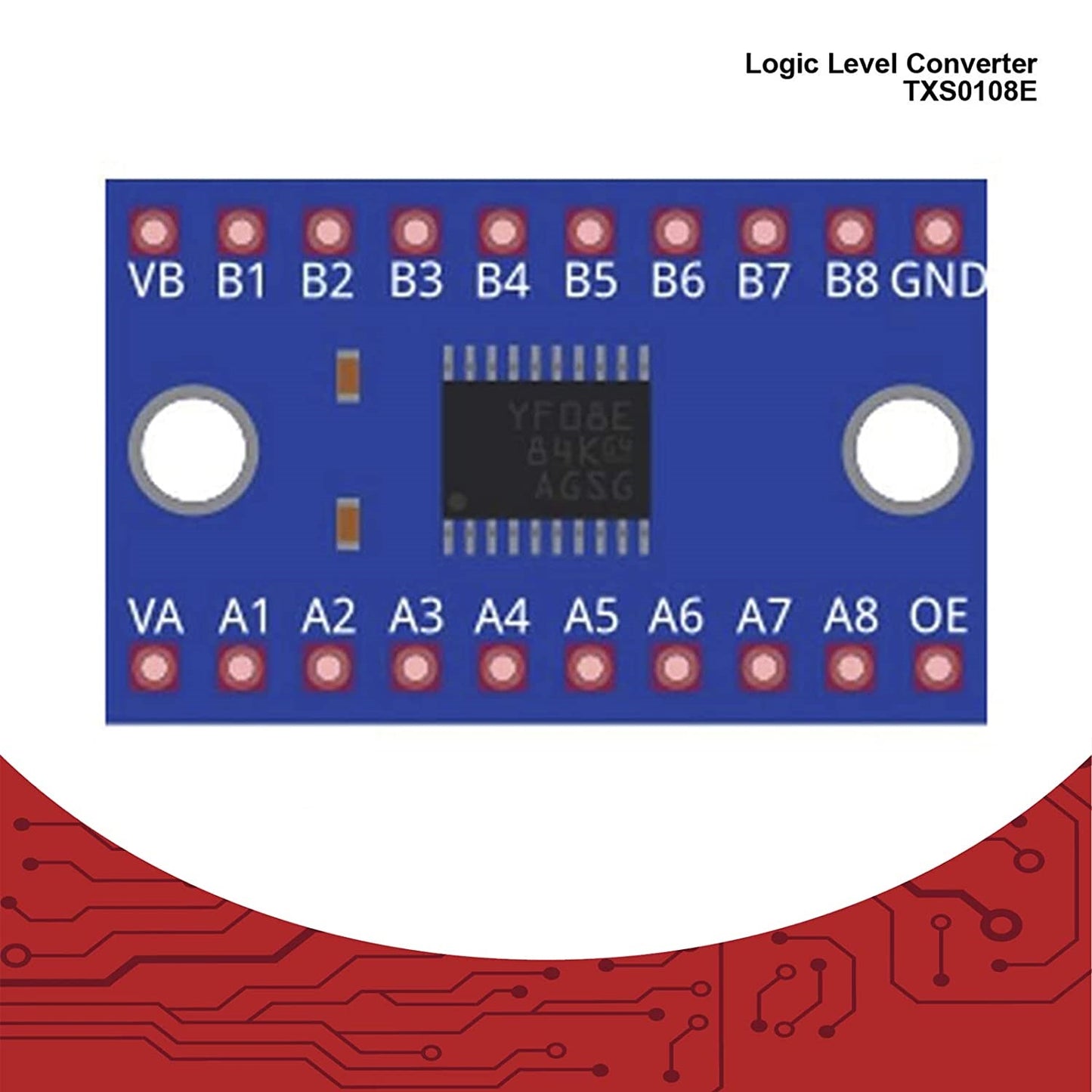 Módulo - Conversor de Nivel Lógico Bidireccional + Headers | 8 Canales | TXS0108E | Arduino | CE-ARD-02
