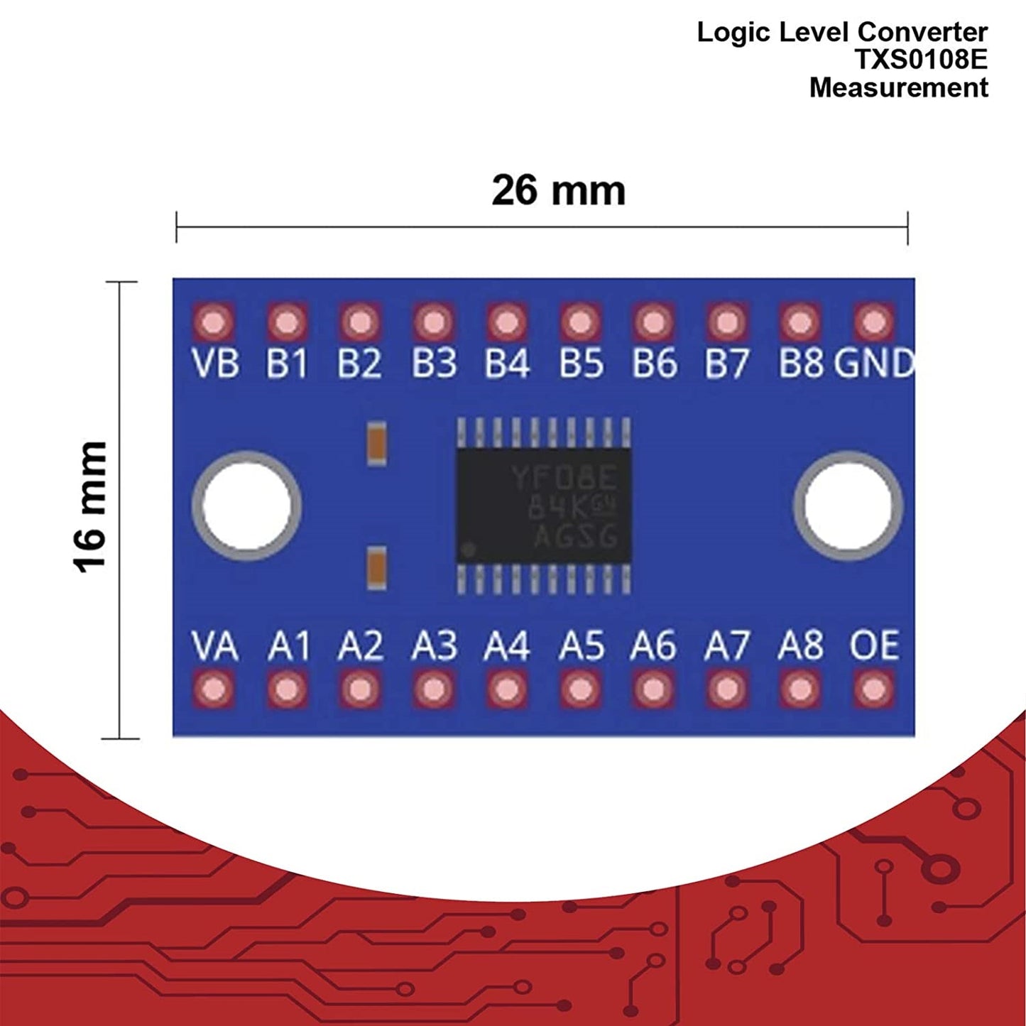 Módulo - Conversor de Nivel Lógico Bidireccional + Headers | 8 Canales | TXS0108E | Arduino | CE-ARD-02