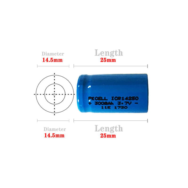 Pila - Batería Recargable 1/2 AA - ICR14250 | 3.7V / 300mAh | CE-BAT-25
