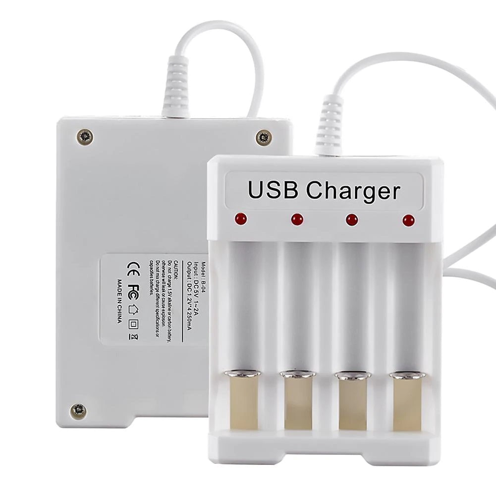 Cargador de Baterías AA y AAA | 1.2V / 250mAh x 4 | Blanco | CE-CAR-02
