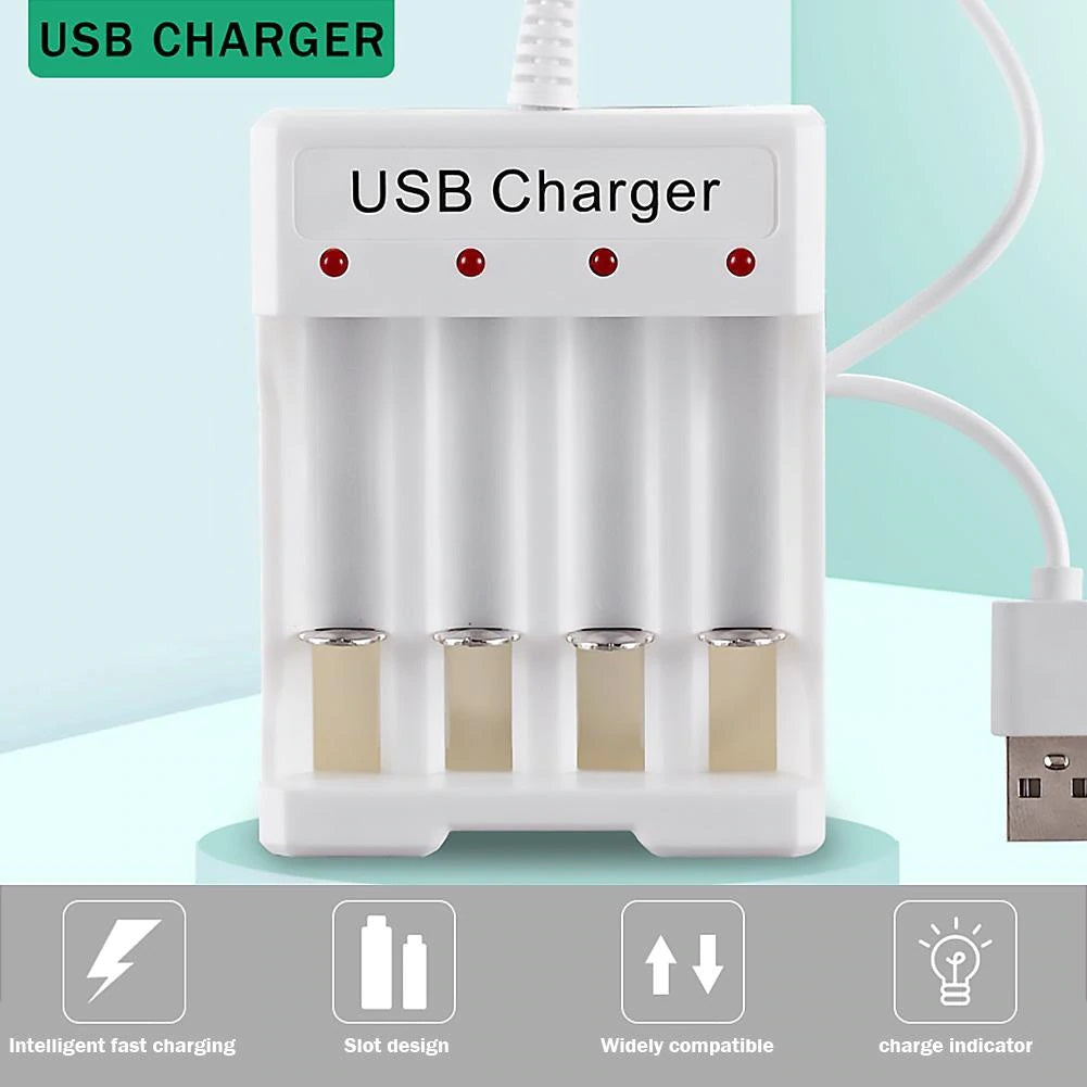 Cargador de Baterías AA y AAA | 1.2V / 250mAh x 4 | Blanco | CE-CAR-02