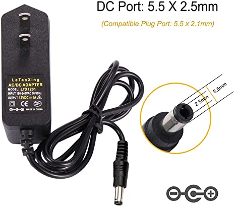 Adaptador / Convertidor Eléctrico | 12V / 1A  | 5.5mm x 2.1mm | 115cm | Uso General | CE-CON-01