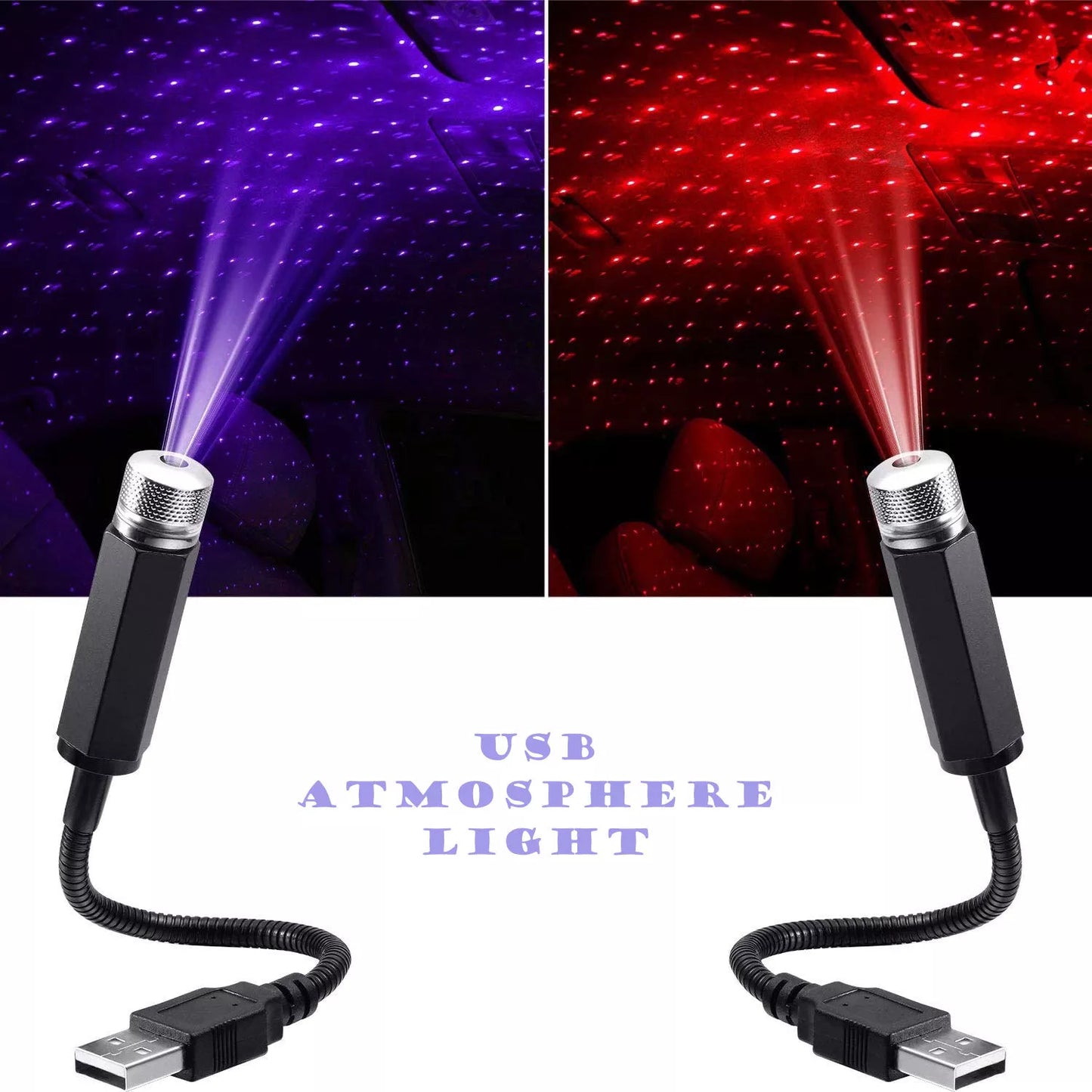 LED Láser de Luz Ambiente / Decorativa | Morado / Rojo | USB / 5V | Punto / Salida Continua | 20cm| CE-LED-13