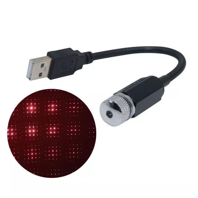 LED Láser de Luz Ambiente / Decorativa | Morado / Rojo | USB / 5V | Punto / Salida Continua | 20cm| CE-LED-13
