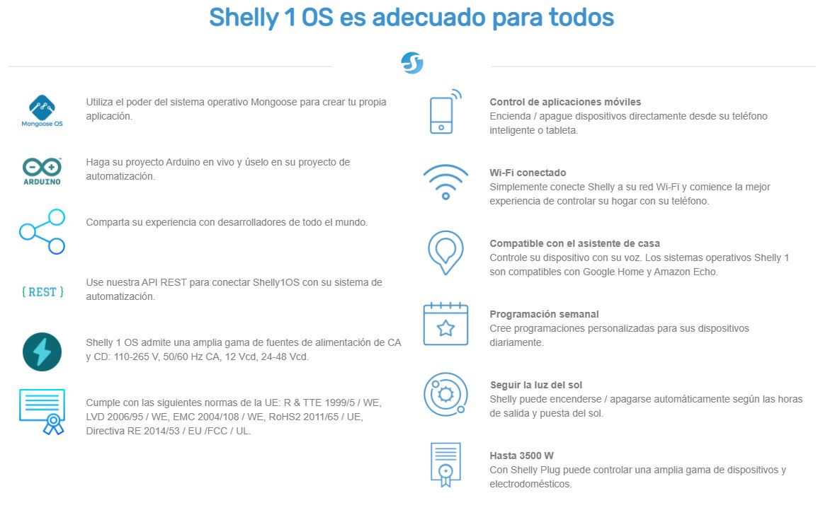 Shelly 1 | Relevador / Interruptor Wi-Fi | Uso Industrial y Residencial | Compatible con Google / Alexa / Nube P2P y Control Local | CE-REL-03