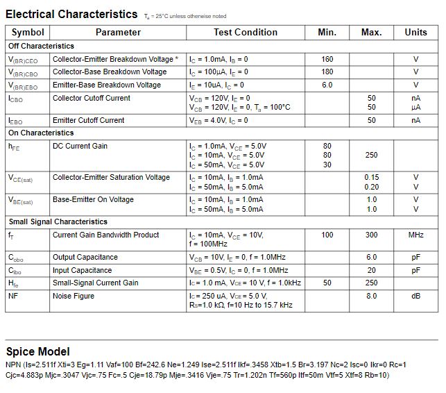 Transistor 2N5551 | 2 Pack | 160V / 0.6A | NPN | TO-92 | CE-TRA-16